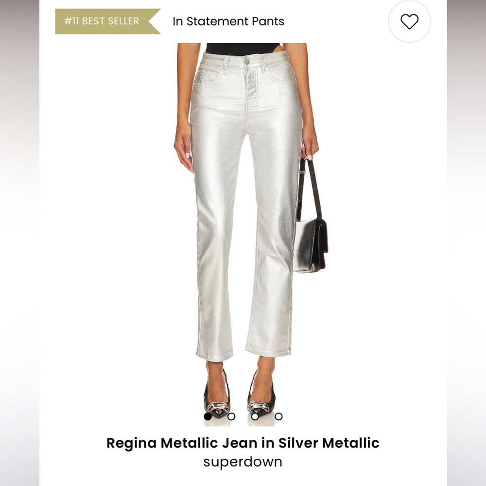 Revolve Superdown Silver Metallic Jeans